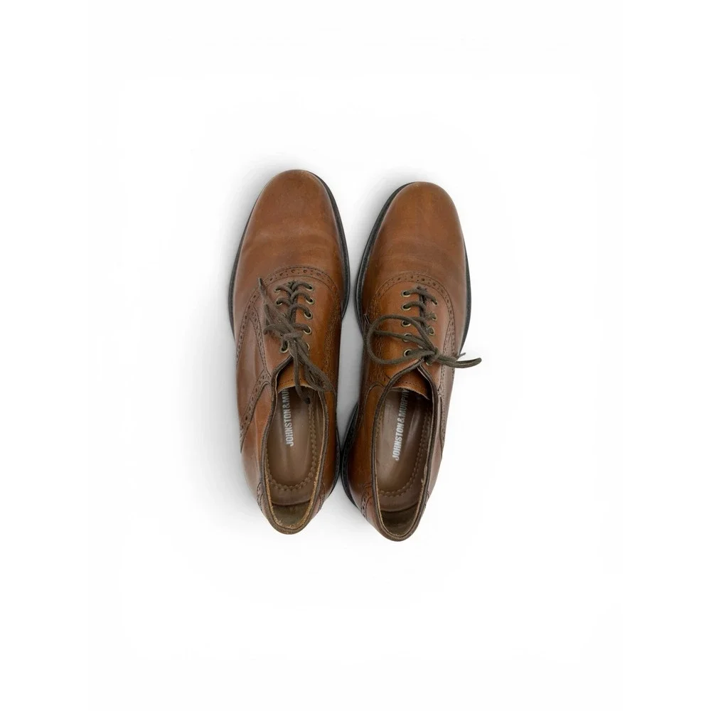 Johnston & Murphy Mens Tan Leather Saddle Oxford Dress Shoes Size 9.5 M
